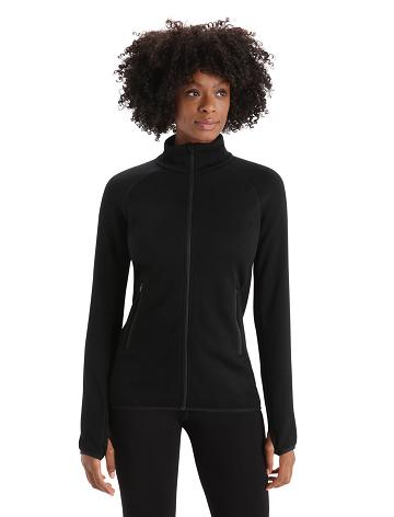 Sweat À Capuche Icebreaker RealFleece™ Merino Elemental Long Sleeve Zip Femme Noir | FR 1666FDNM